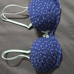 Victoria's Secret Blue Polka Dot Padded Demi Bra